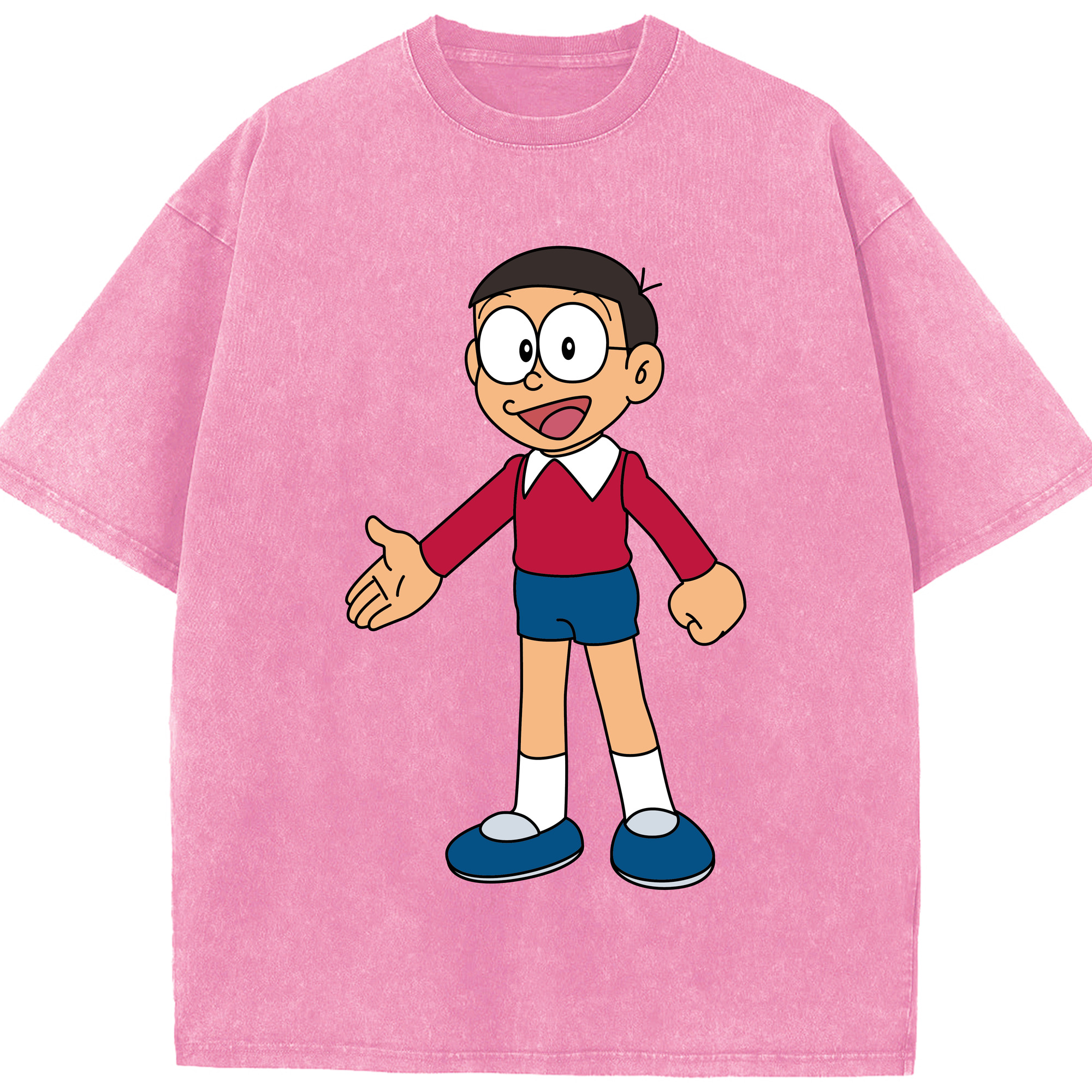 （画像用） ドラえもん 野比 のび太 Doraemon Nobita Nobi 綿100% ヴィンテージ風 半袖Tシャツ（フロントプリント）